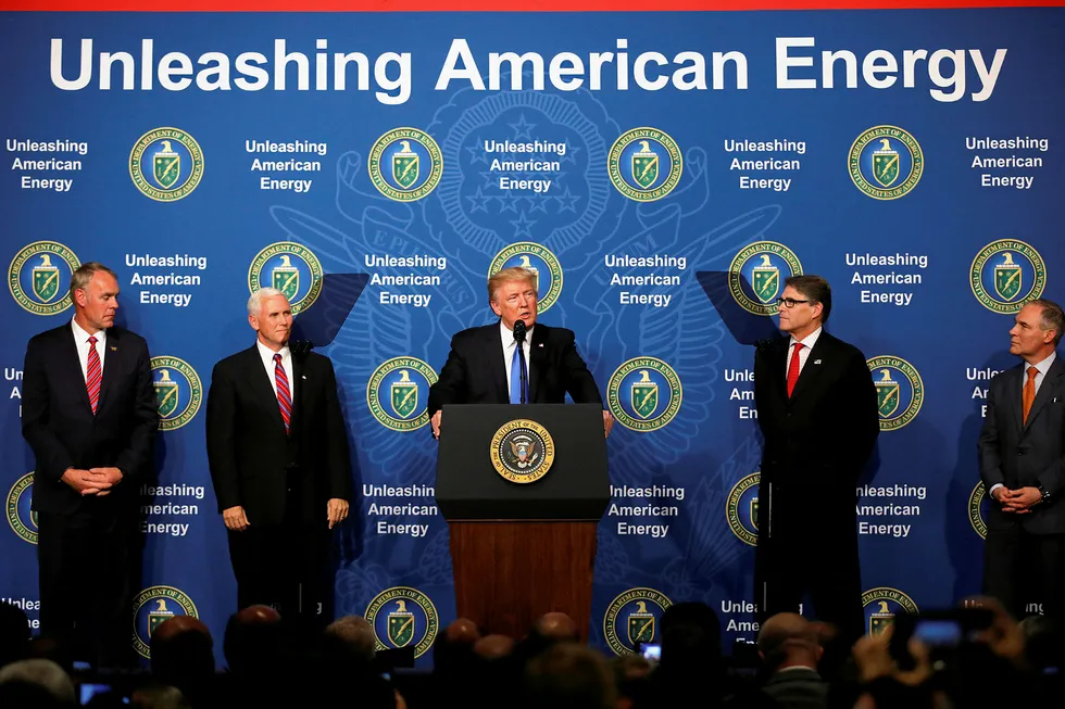 Seeking improvements: US Interior Secretary Ryan Zinke (left) participates in a discussion on energy with Vice President Mike Pence, President Donald Trump, Energy Secretary Rick Perry and EPA Administrator Scott Pruitt