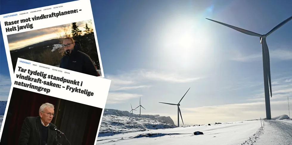 Oppland Arbeiderblad har omtalt Zephyrs vindkraftplaner i regionen. I bakgrunnen Zephyrs vindpark på Guleslettene.