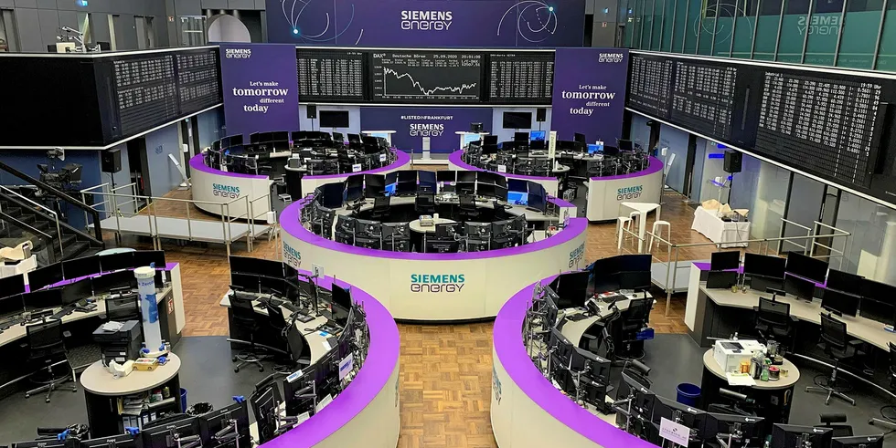 Frankfurt Stock Exchange gets ready for the Siemens Energy listing ceremony