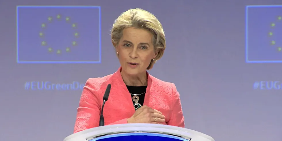 European Commission president Ursula von der Leyen presenting the Fit for 55 package on Wednesday.
