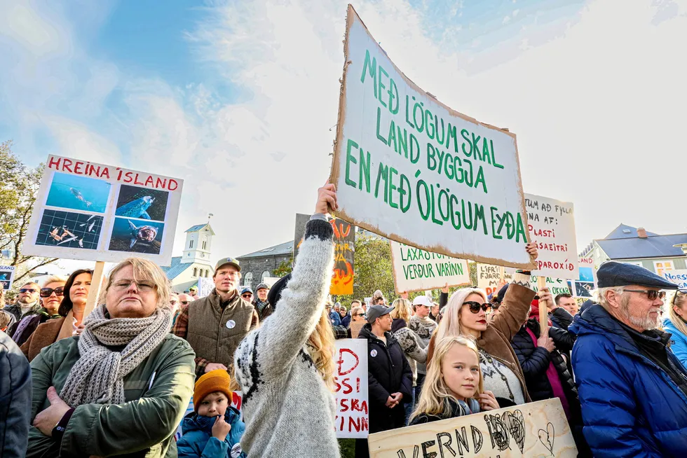Iceland's population is 375,900, which means that about 0.8 percent of the country attended the protest.