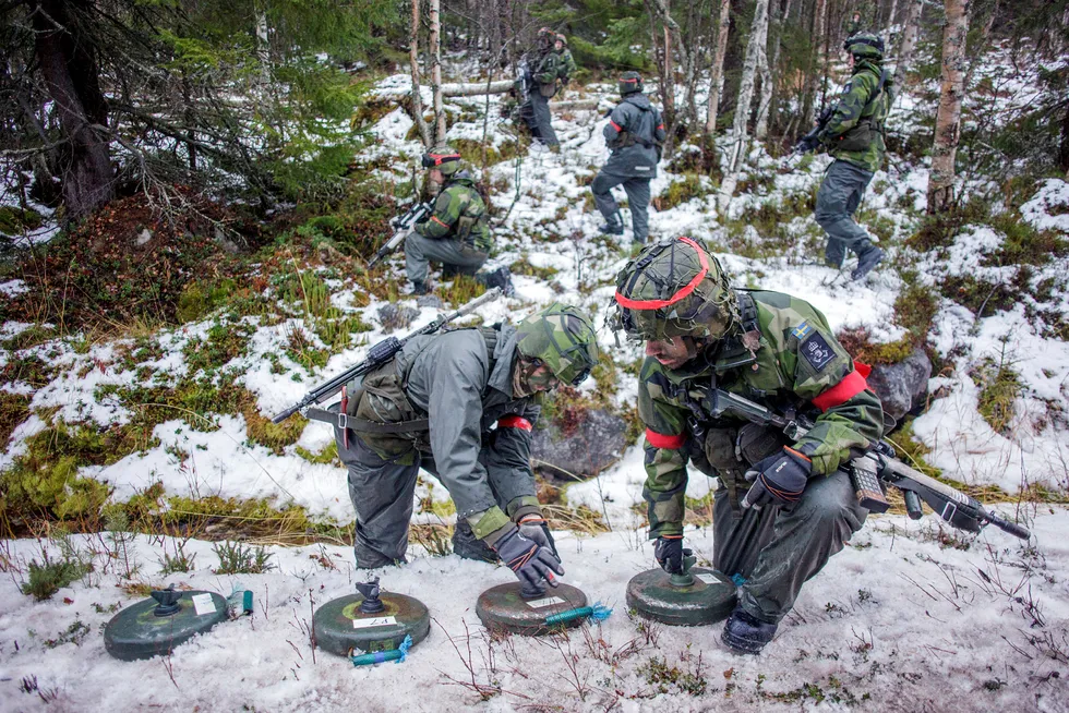 I skogen nord for Drevsjø og Engerdal patruljerte svenske soldater under Nato-øvelsen Trident Juncture i fjor høst.