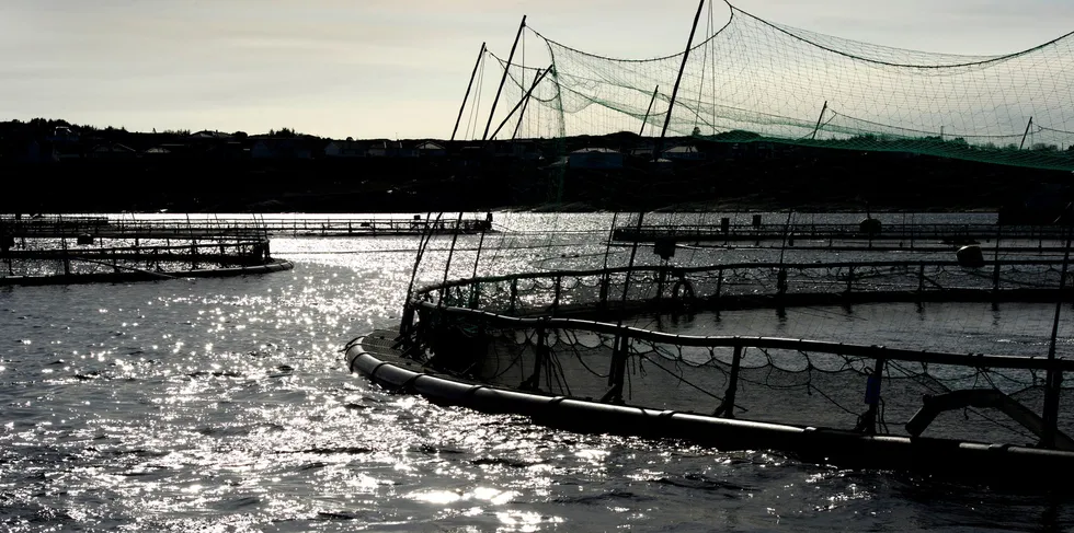 Lerøy Seafood Group har stor virksomhet i områdene på Vestlandet som blir røde. Selskapet må redusere kapasiteten sin med rundt en prosent, men for samtidig mulighet til å kjøpe ny kapasitet i Midt-Norge og Nord-Norge. Her fra et av selskapets anlegg i Øygarden utenfor Bergen.