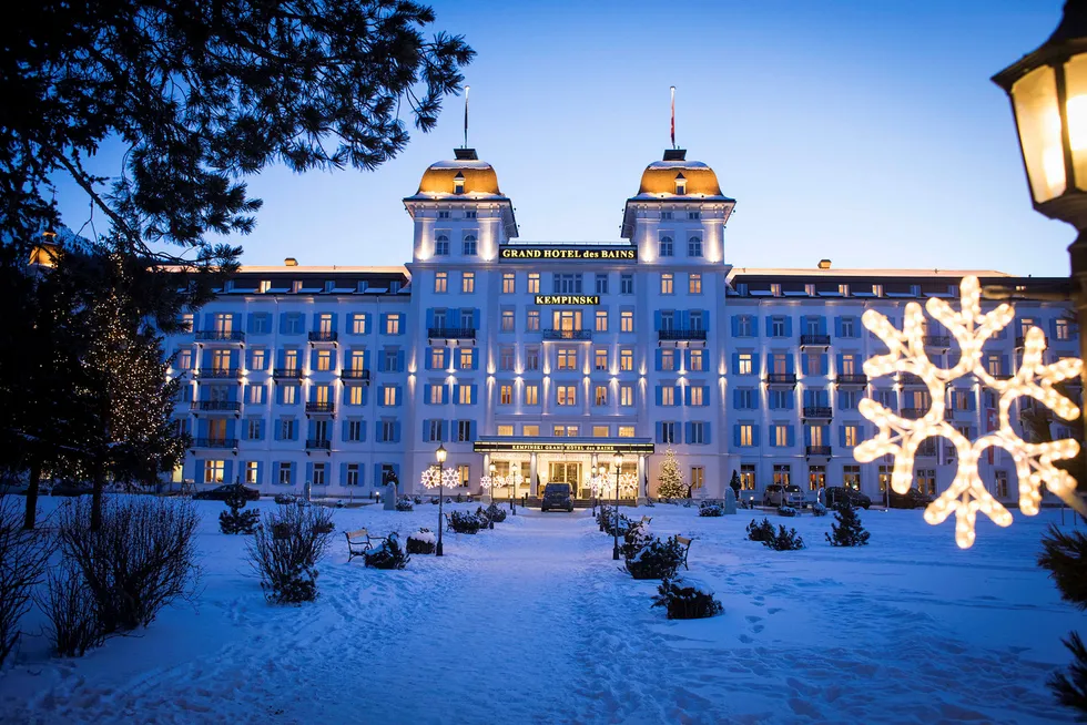Hotel Kempinski i St. Moritz oser av klassisk eleganse.