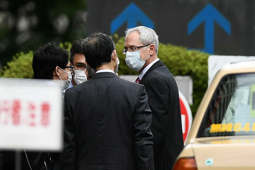 Tidligere Nissan-topp Greg Kelly ankommer her domstolen i Tokyo.