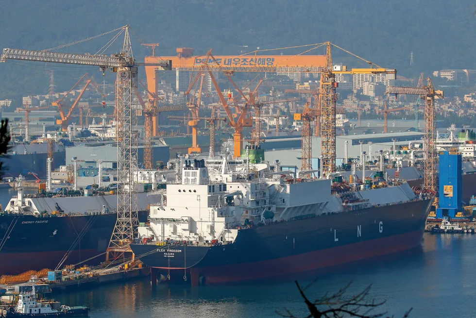 LNG vessel under construction in South Korea.