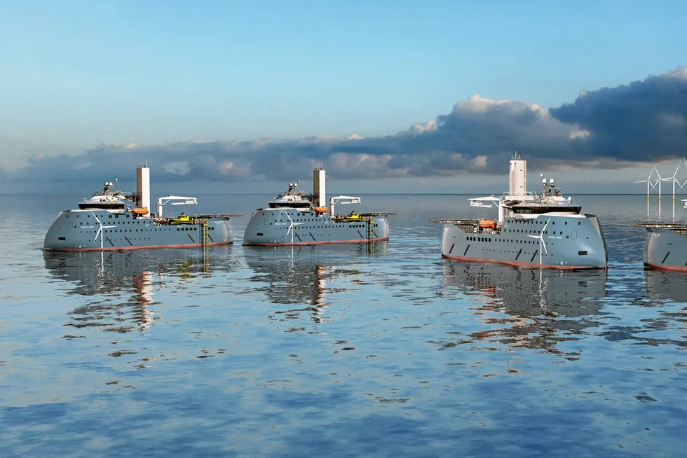Kongsberg Maritime blir med Ulsein når verftet skal bygge fire havvindfartøy.
