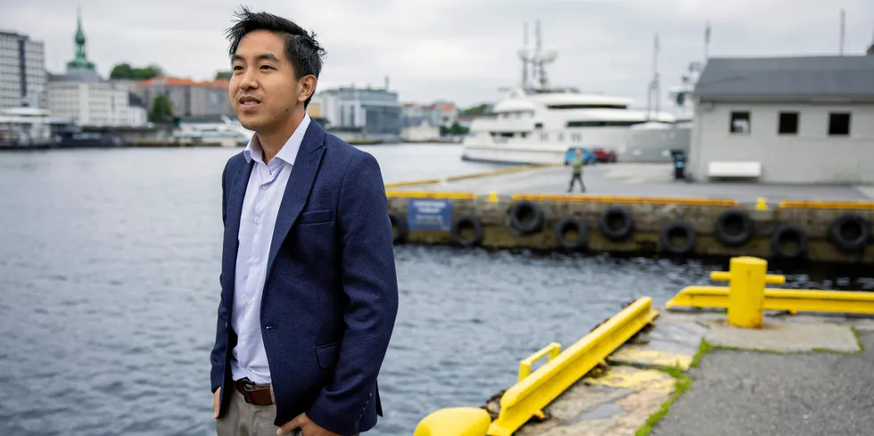 Bryton Shang, CEO of AquaByte, which tracks fish behavior using underwater cameras.