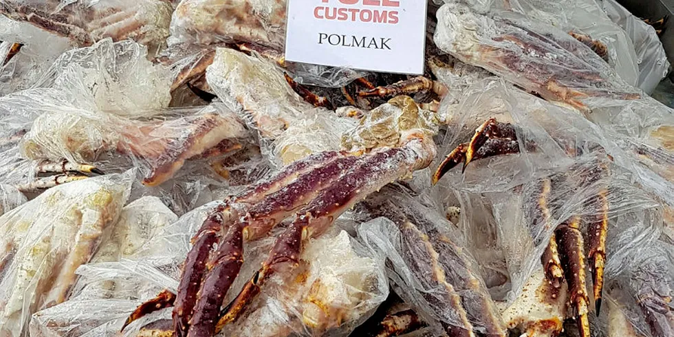 BESLAG: I overkant av 377 kilo krabbeklør ble beslaglagt denne uken.
