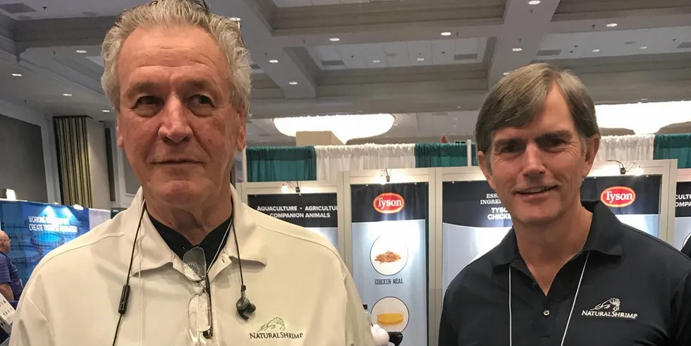 Natural Shrimp founders Gerald Easterling (left) and Thomas Untermeyer continue their quest to build a full-scale RAS shrimp farming operation.