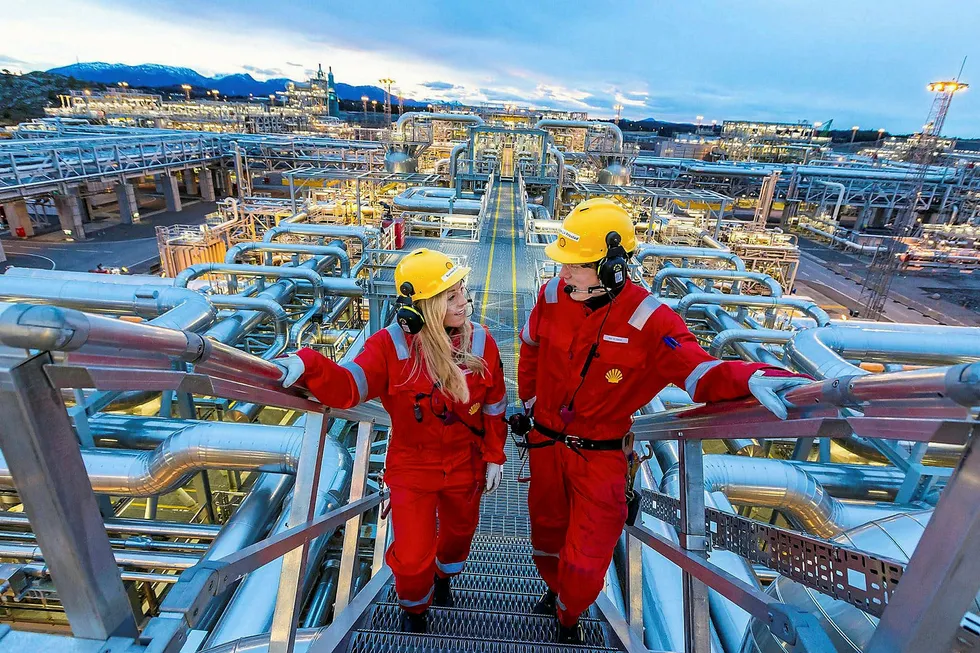 Boosting recovery: Shell workers at the Nyhamna terminal in Norway where gas from Ormen Lange is processed
