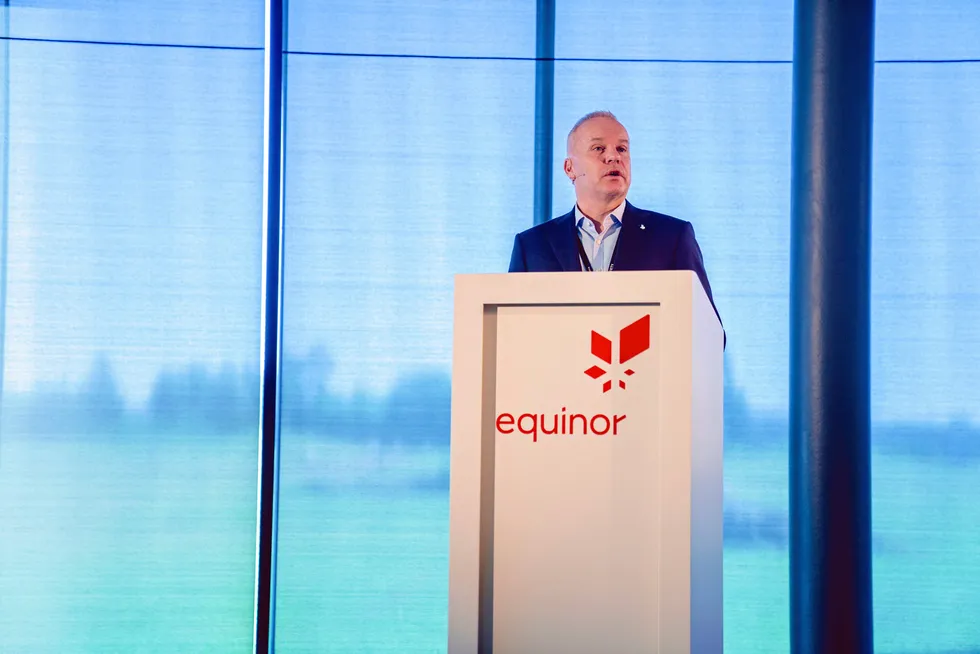 Targets: Equinor chief executive Anders Opedal speaks during the company's annual Capital Markets Update