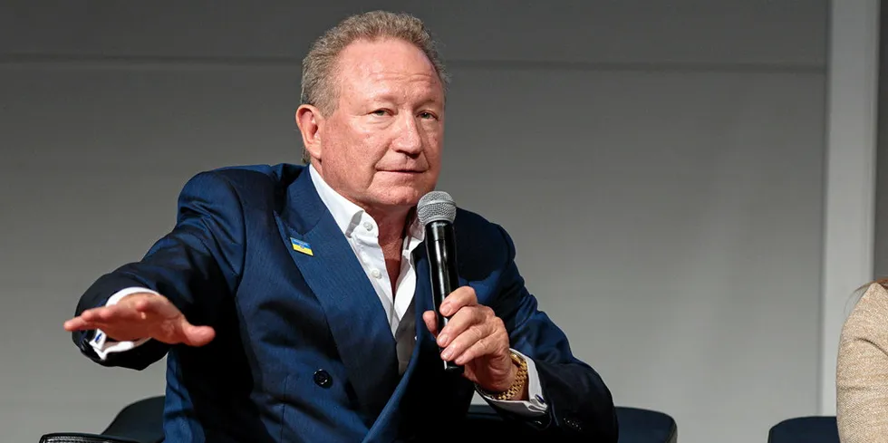 Andrew Forrest, speaking at the recent Green Hydrogen Global Assembly in Barcelona.