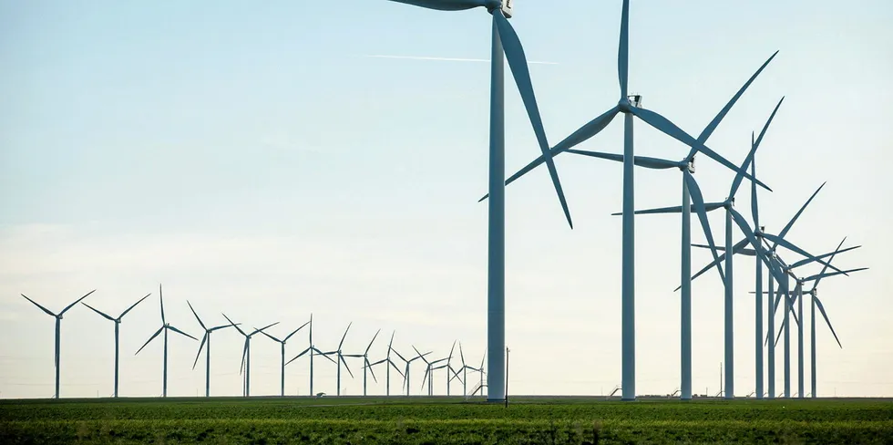 South Plaines wind farm in Texas, USA, with Vestas turbines.