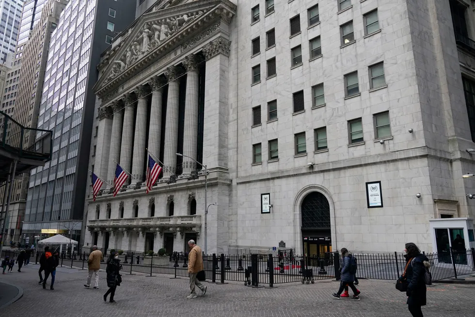 New York-børsen på Wall Street.