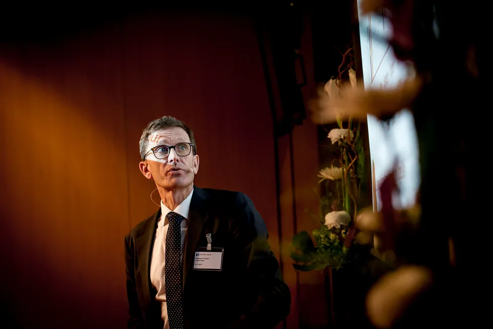 Torbjørn Hægeland, direktør for finansiell stabilitet i Norges Bank, under et fagseminar i sentralbanken tirsdag. Foto: Gorm K. Gaare