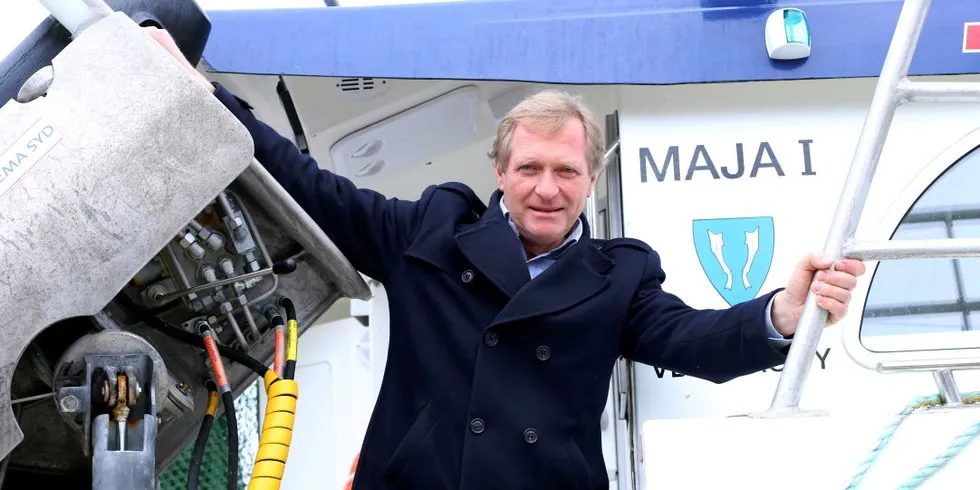 Erik Ianssen i Selfa viste på Lofotfishing hvordan de ser for seg fremtidens elektrifisering av fiskebåter. Foto: Jon Eirik Olsen