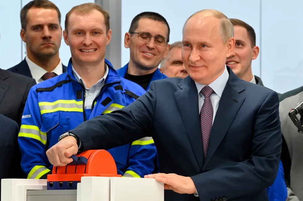 Russian President Vladimir Putin, attends a ceremony for a key milestone at the Arctic LNG 2 project earlier in 2023.