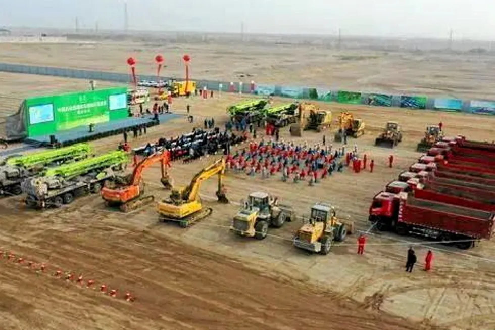 A ceremony to mark the start of construction of Sinopec's 260MW Kuqa green hydrogen project, the largest in the world.