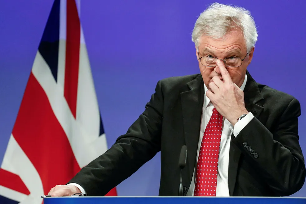 David Davis, Storbritannias brexitminister, skal ha kommet til enighet med EU om en overgangsordning. Foto: Dario Pignatelli/Bloomberg