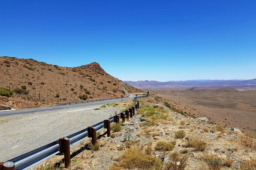Arid: the vast expanse of the Karoo in South Africa outside Graaff Reinet
