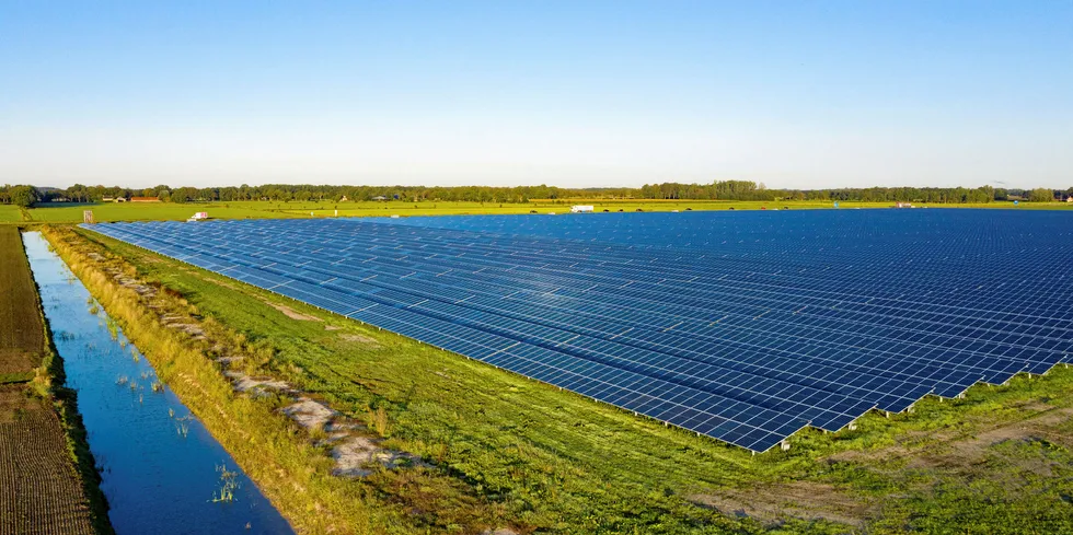 Utility-scale solar farms are rare in northern Europe. BayWa r.e. solar project in the Netherlands
