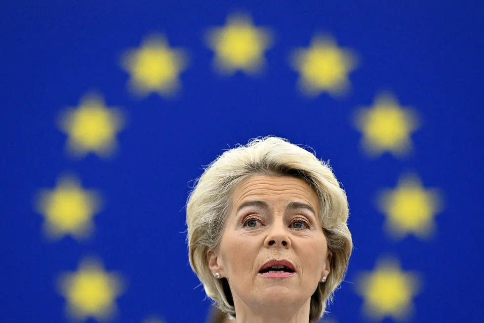 Europakommisjonens president Ursula von der Leyen i Europaparlamentet onsdag, under forberedelsen til EU-toppmøtet denne uken.