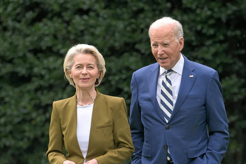 European Commission president Ursula von der Leyen (left) and US president Joe Biden (right).