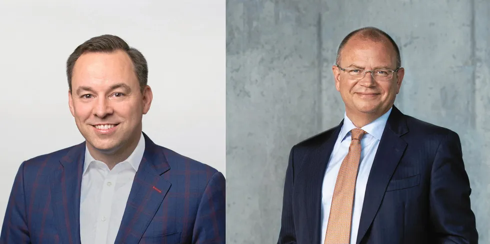 GE Vernova CEO Scott Strazik (left) and Vestas peer Henrik Andersen.