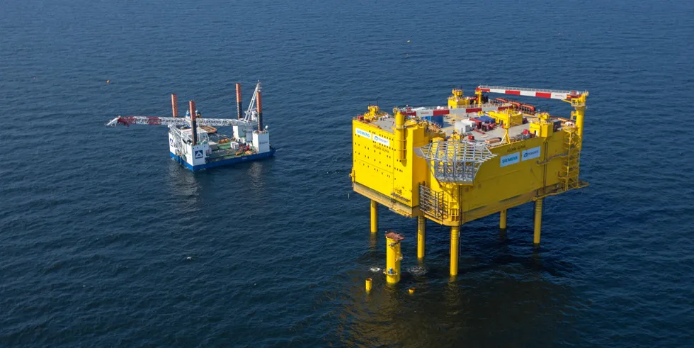 HelWin1 offshore wind platform in the German part of the North Sea
