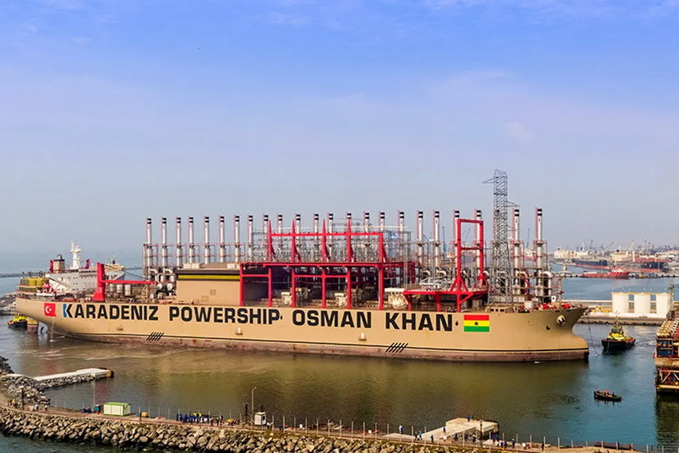 Temporary solution: Karpowership’s Osman Khan power barge is currently operating in Ghana.