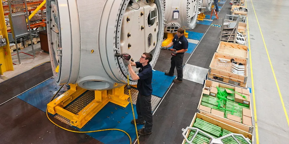 A Nordex wind-turbine nacelle manufacturing plant in the US.
