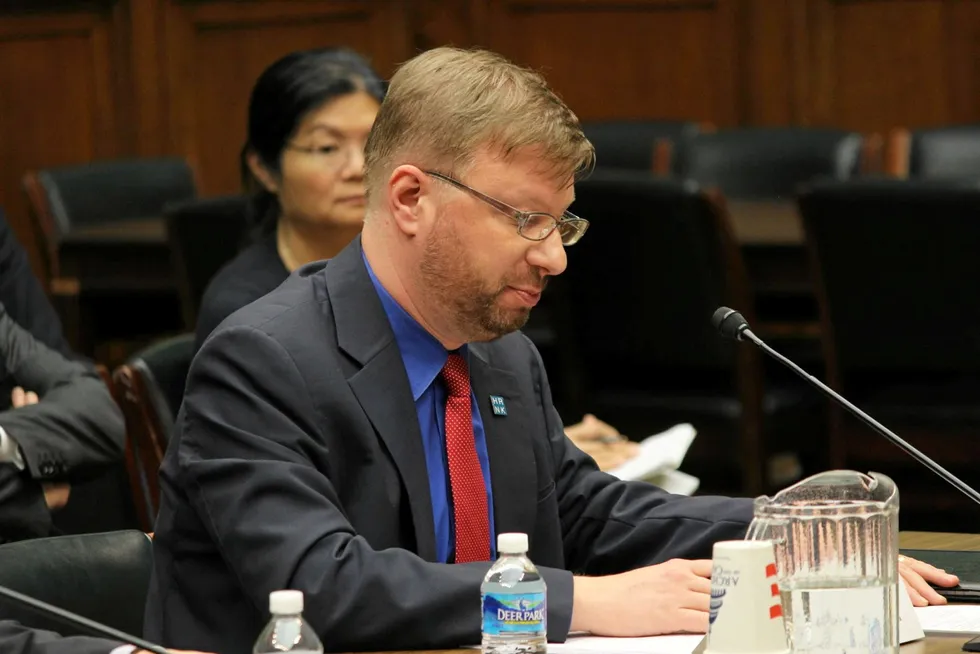Greg Scarlatoiu, executive director of the Committee for Human Rights in North Korea, was one of the witnesses at a Congressional hearing looking at forced labor for seafood processed in China that is potentially imported into the United States. Pictured above: Scarlatoiu testifying in 2015.