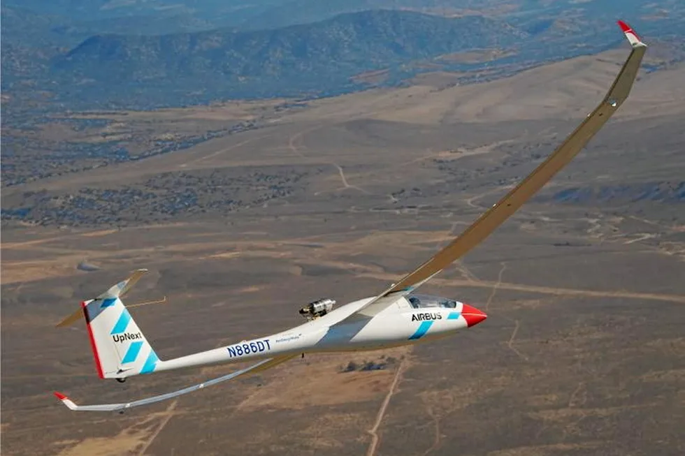 The glider for the Blue Condor test programme in flight.