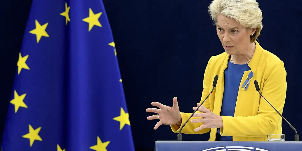 European Commission President Ursula von der Leyen addresses the European Parliament