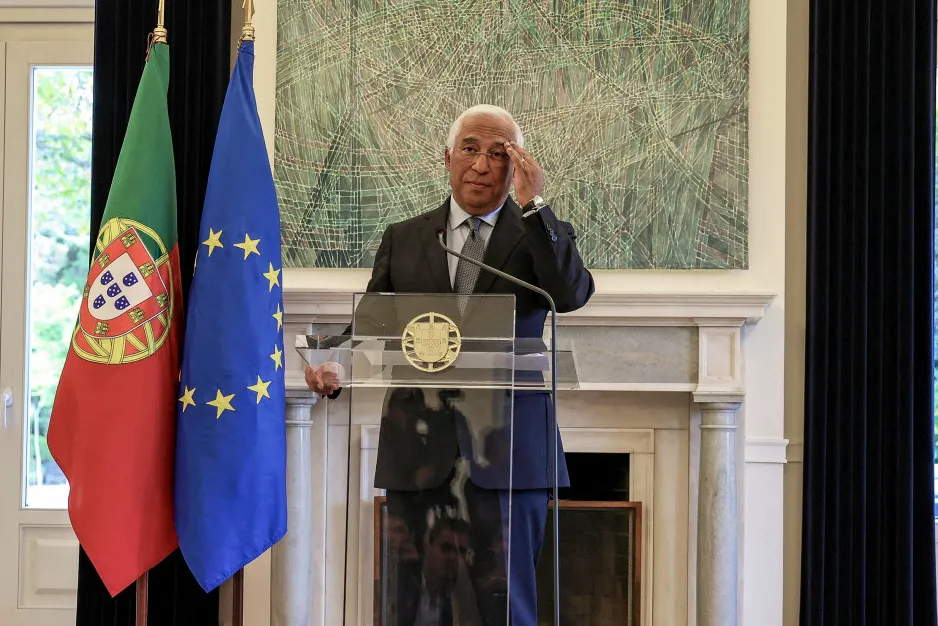 Prime Minister António Costa giving his resignation speech at the Sao Bento Palace in Lisbon on Tuesday afternoon.