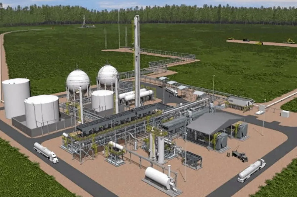 On the pipe: preliminary illustration of the power plant slated for Guyana’s gas-to-energy project.