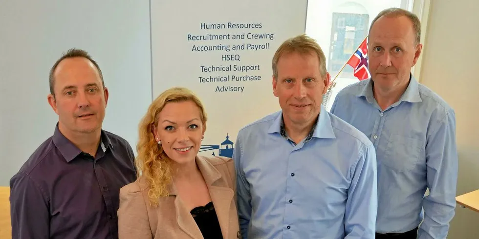 Maritime Support Group, fra venstre: Arne Haug, Sylvia Krikenes, Geir Hjelle og Dag Even Grytten. FOTO: EINAR LINDBÆK