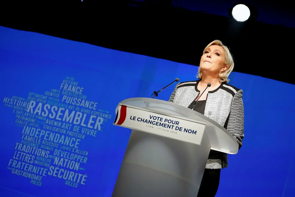 Frankrikes ytre høyreleder Marine Le Pen fikk ikke medhold i EU-domstolens første instans. Hun anker saken til domstolens øverste instans. Foto: Laurent Cipriani/NTB Scanpix