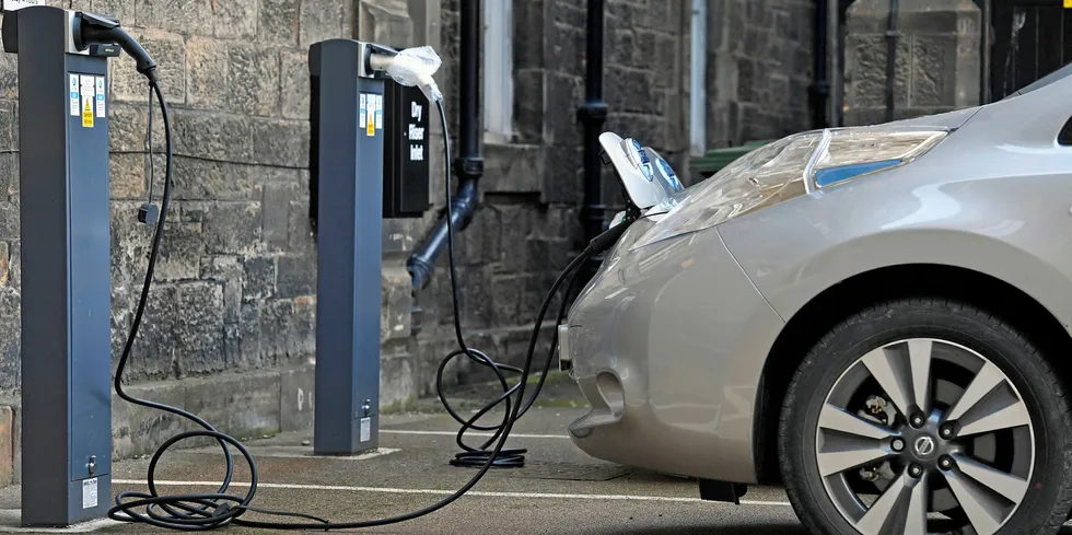 A Nissan Leaf being charged.