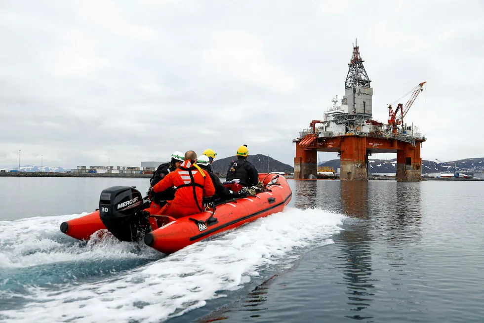 Direct action: Greenpeace protestors speed towards the West Hercules semisub at Hammerfest this week