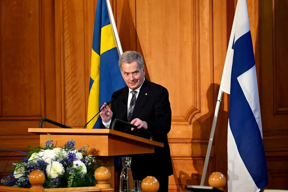 Finlands president Sauli Niinistö. Tirsdag stemte Finlands Riksdag for at landet skal sende søknad om medlemskap i Nato.