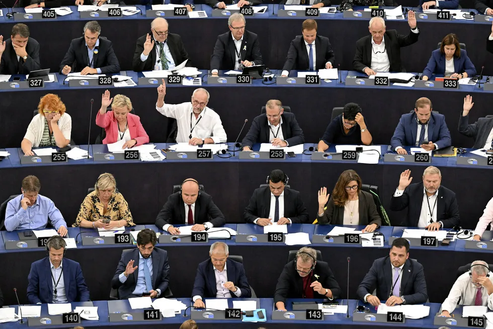 Members of the European Parliament taking part in voting on the Renewable Energy Directive and associated amendments on Wednesday 14 September.