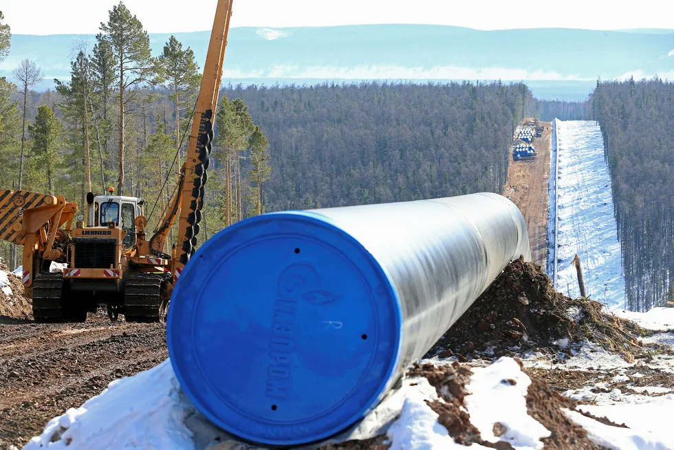 Connection: construction of the Sila Sibiri gas pipeline in East Siberia in Russia