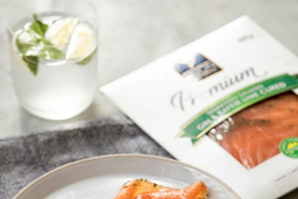Huon Premium Gin and Kaffir Lime Cured Tasmanian Salmon.