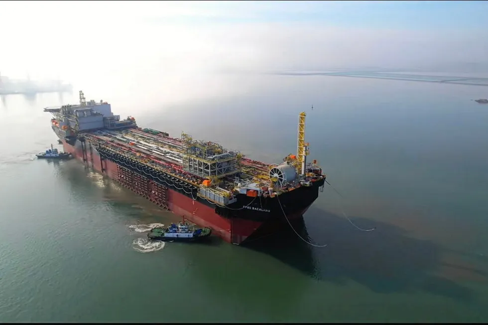 Sailaway: the Bacalhau heading to Singapore for hull-topsides integration at a Seatrium yard.