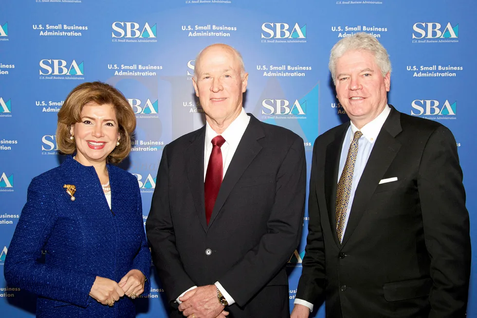 Plaudit: Atlantia partner Steve Kibbee (centre) at the US Small Business Innovation Research Hall of Fame awards