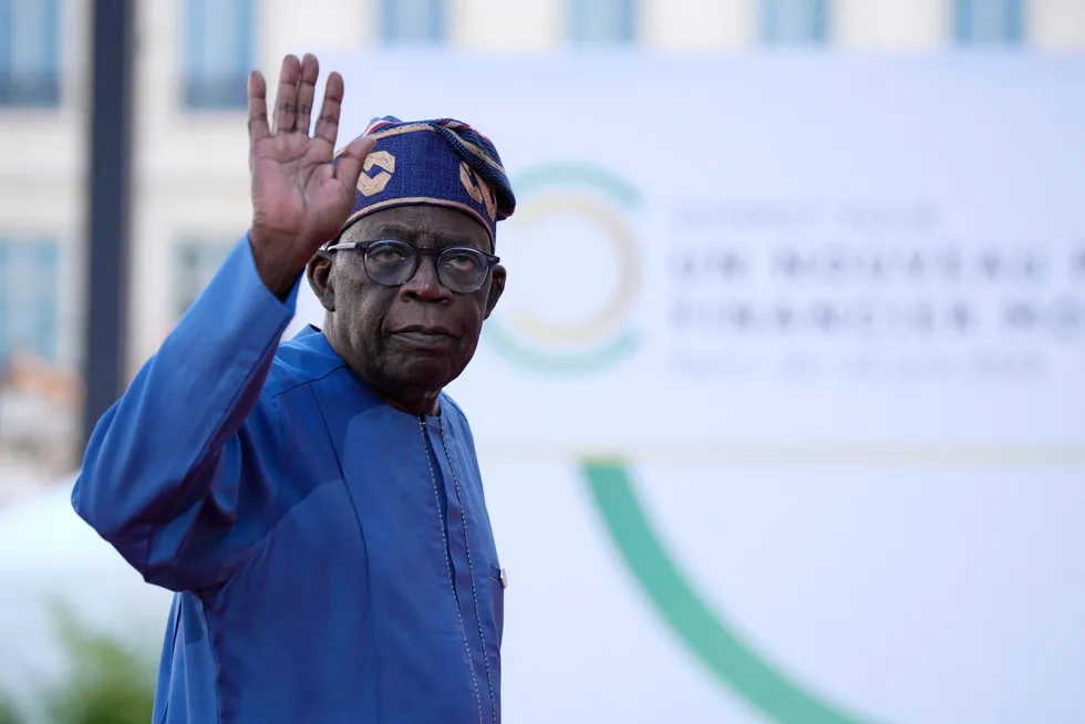 Welcome project: Nigeria President Bola Tinubu arrives for the closing session of the New Global Financial Pact Summit last month in Paris, France.