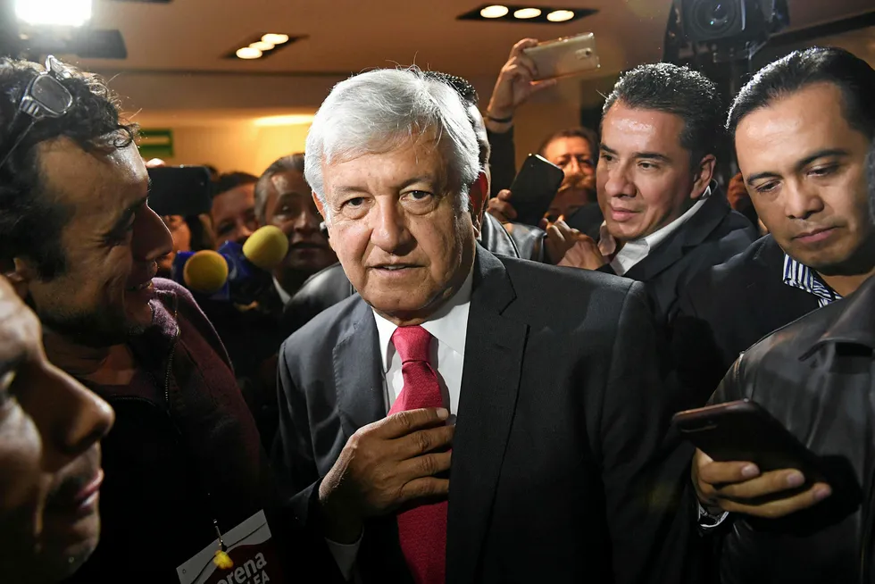 Backing: Mexican presidential candidate Andres Manuel Lopez Obrador