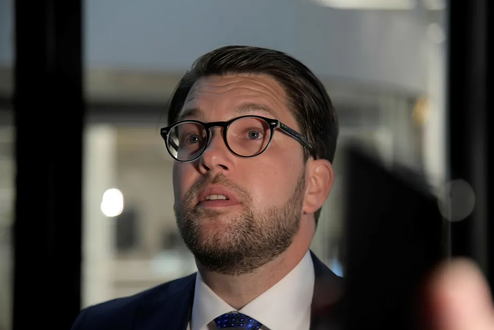 Sverigedemokraternas partiledar Jimmie Åkesson nekter å støtte Alliansen.